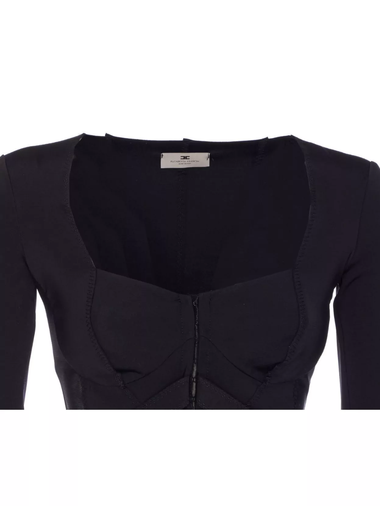 Elisabetta Franchi Sheer Panel Wide Neckline Jacket