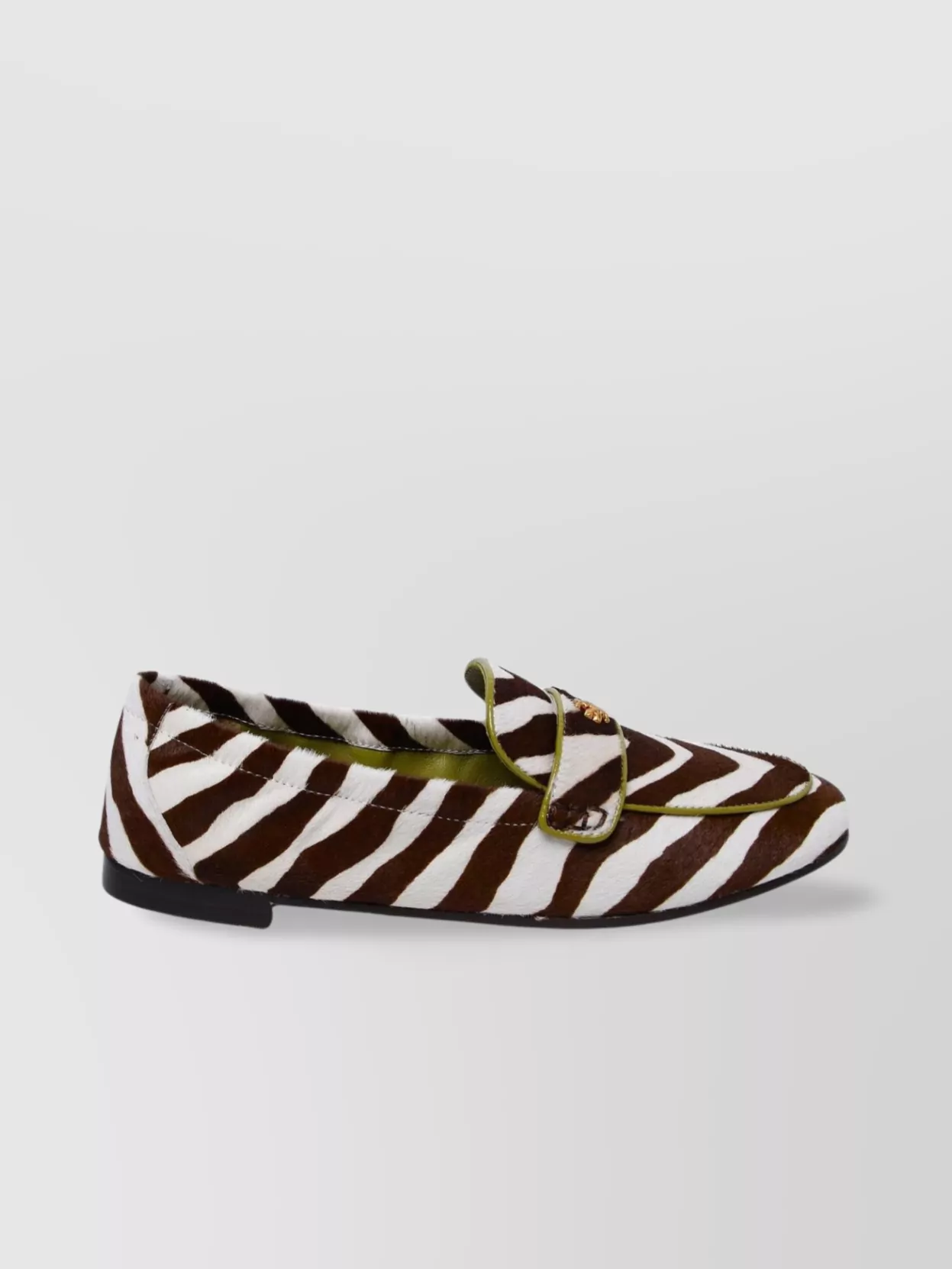 Tory Burch Brown Calf Leather Loafers With Animal Print In Multi