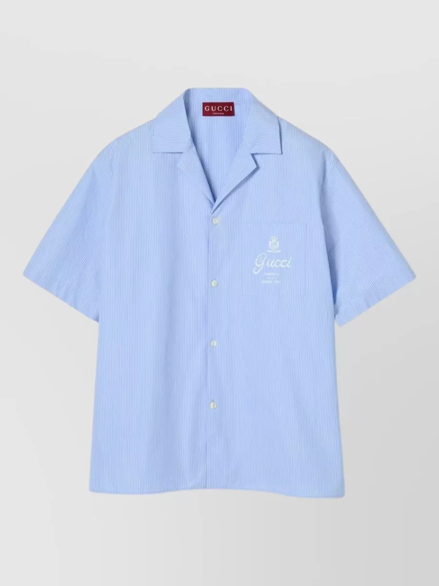 Gucci Striped Short-Sleeve Bowling Shirt