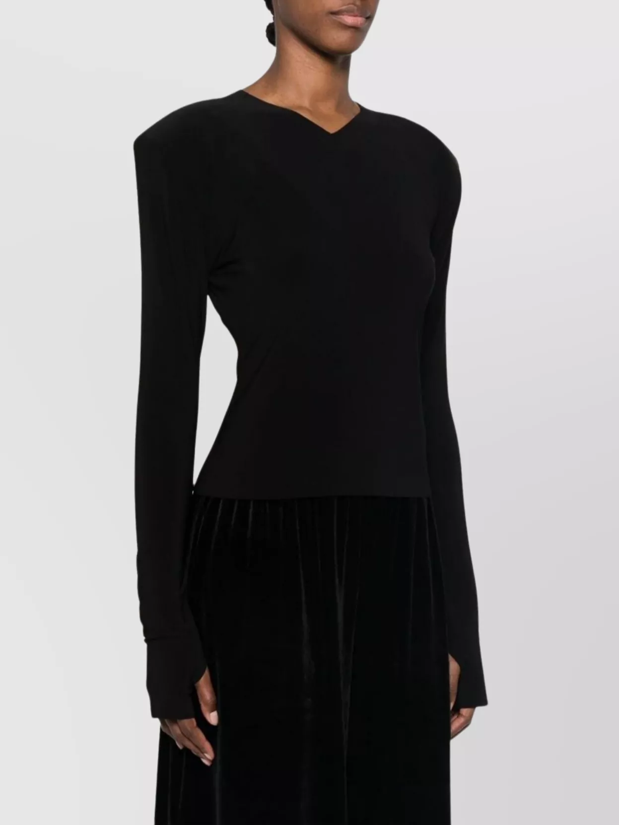 Norma Kamali V-necked Top With Fitted Silhouette And Shoulder Pads