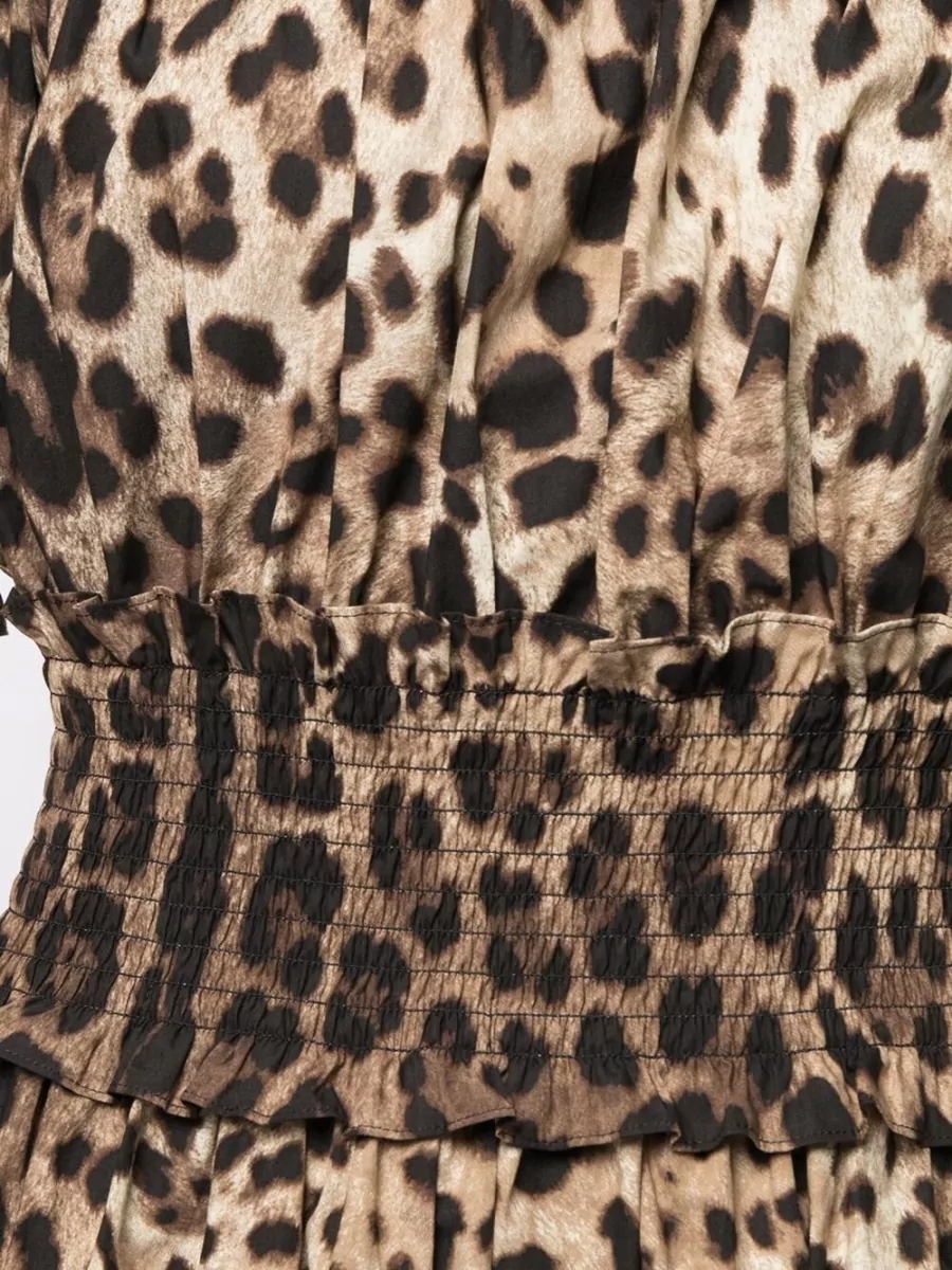 Dolce&Gabbana Animal Print Off Shoulder Short Dress