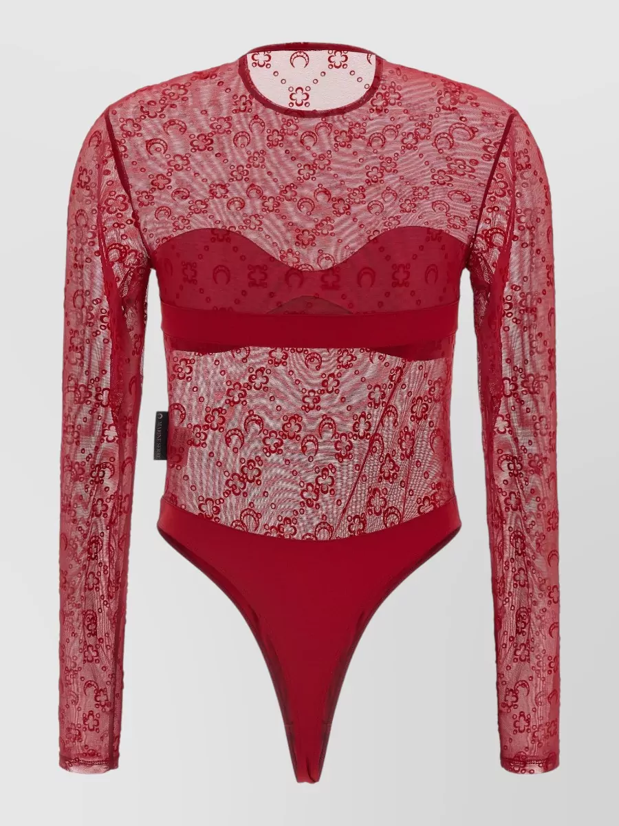 Marine Serre Logo-Print Long-Sleeve Bodysuit