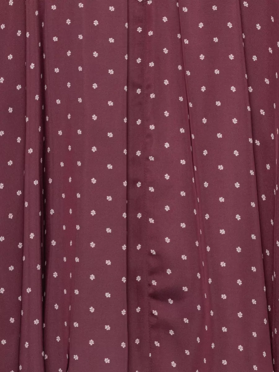 Rotate Polka-Dot Floral-Print Satin High-Neck Blouse