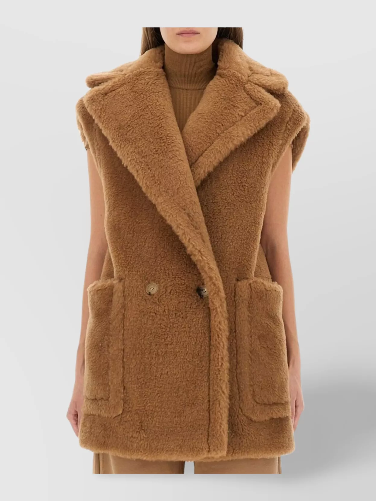 Max Mara Double-Breasted Sleeveless Vest Front Pockets