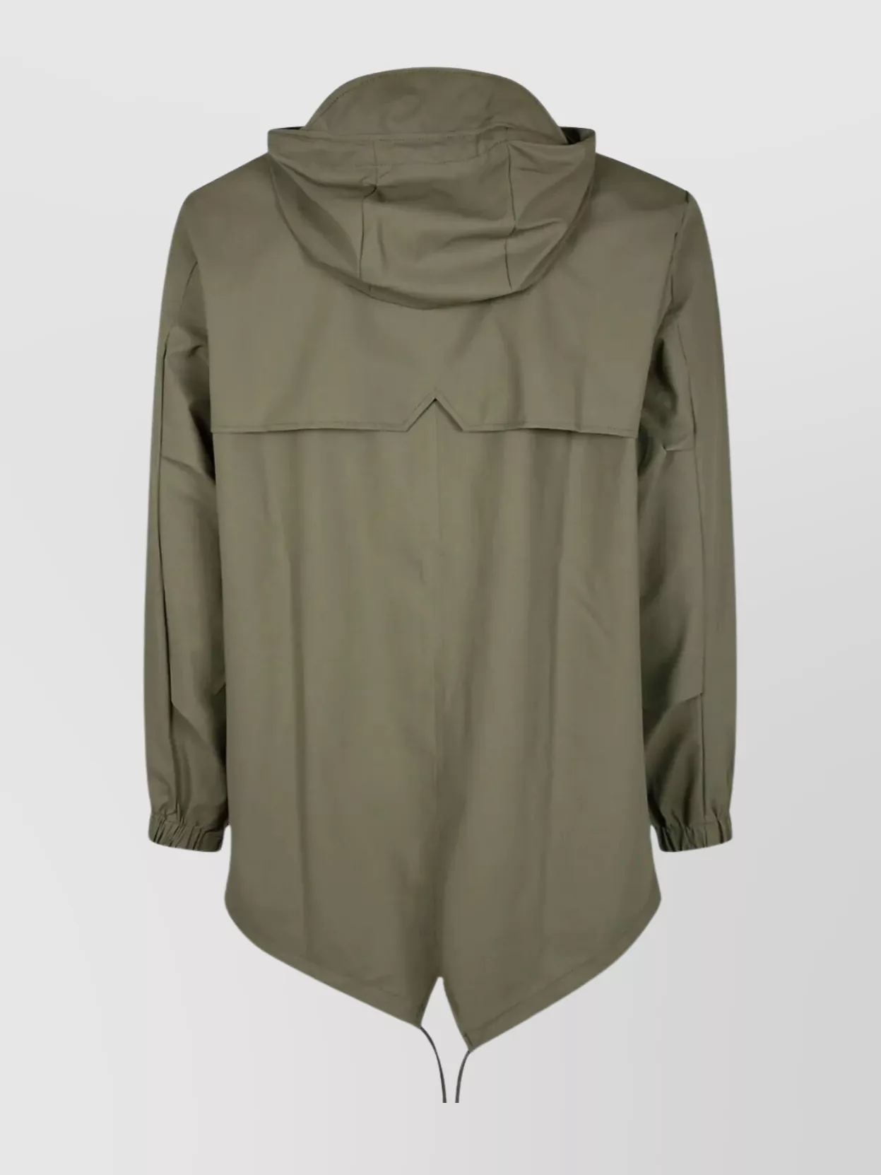Rains Long Sleeve Hooded Coat With Drawstring Hem In Green