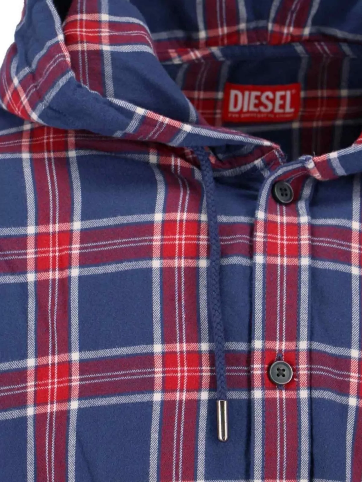Diesel Hooded Plaid Shirt Chest Pocket