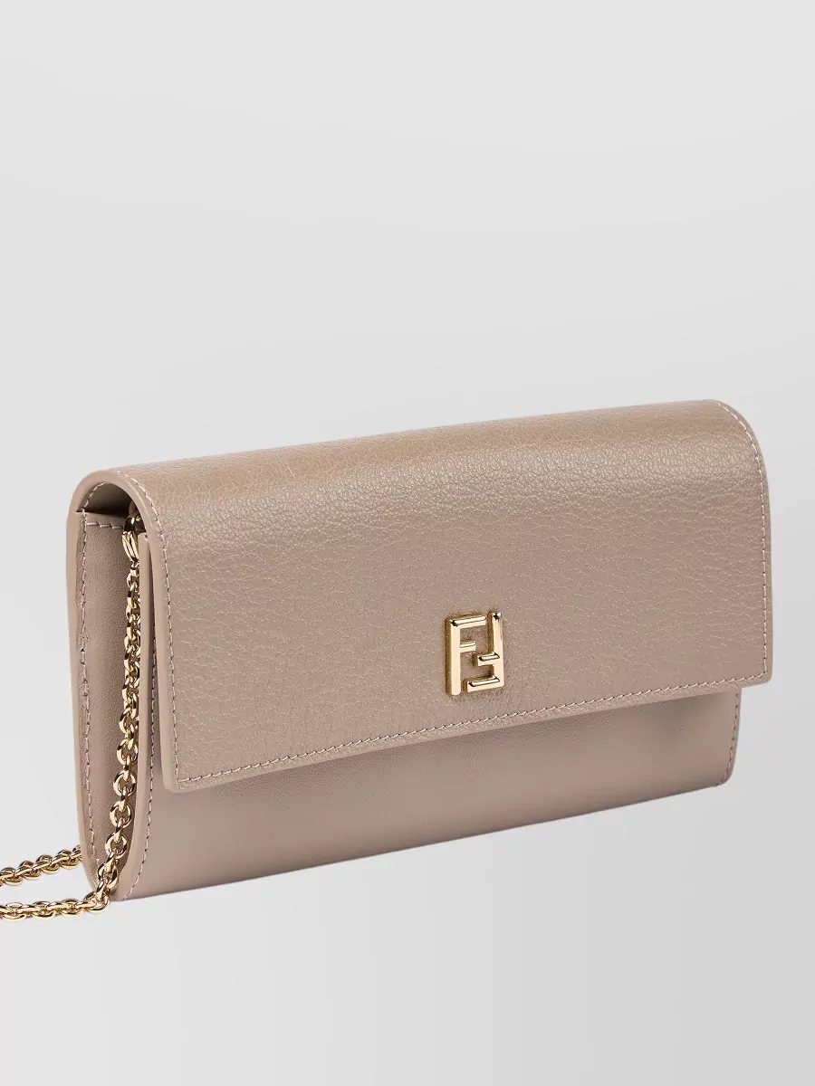Fendi Calf Leather Continental Wallet With Chain