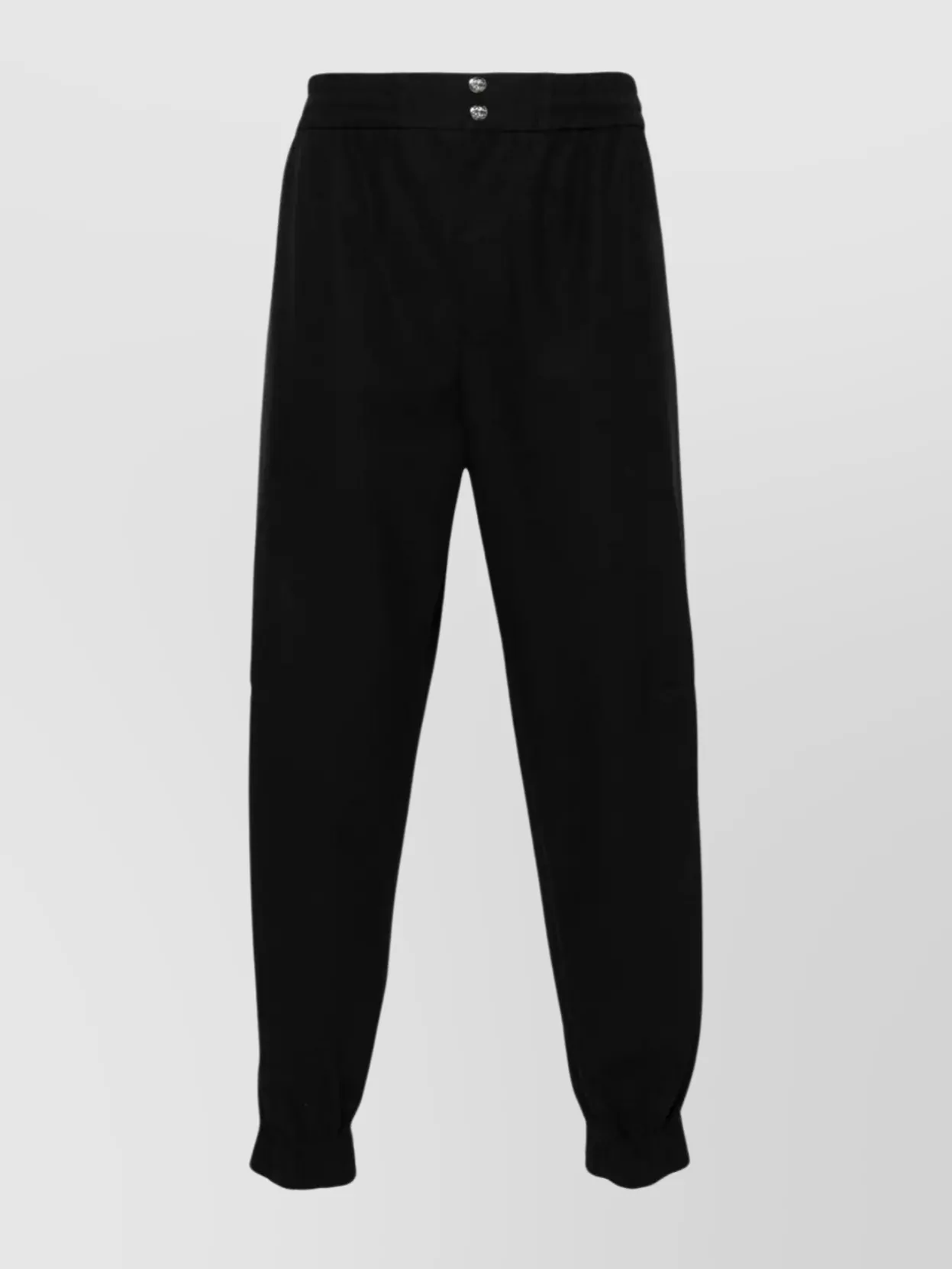 Shop Alexander Mcqueen Elastic Waist Snap Pants In Black