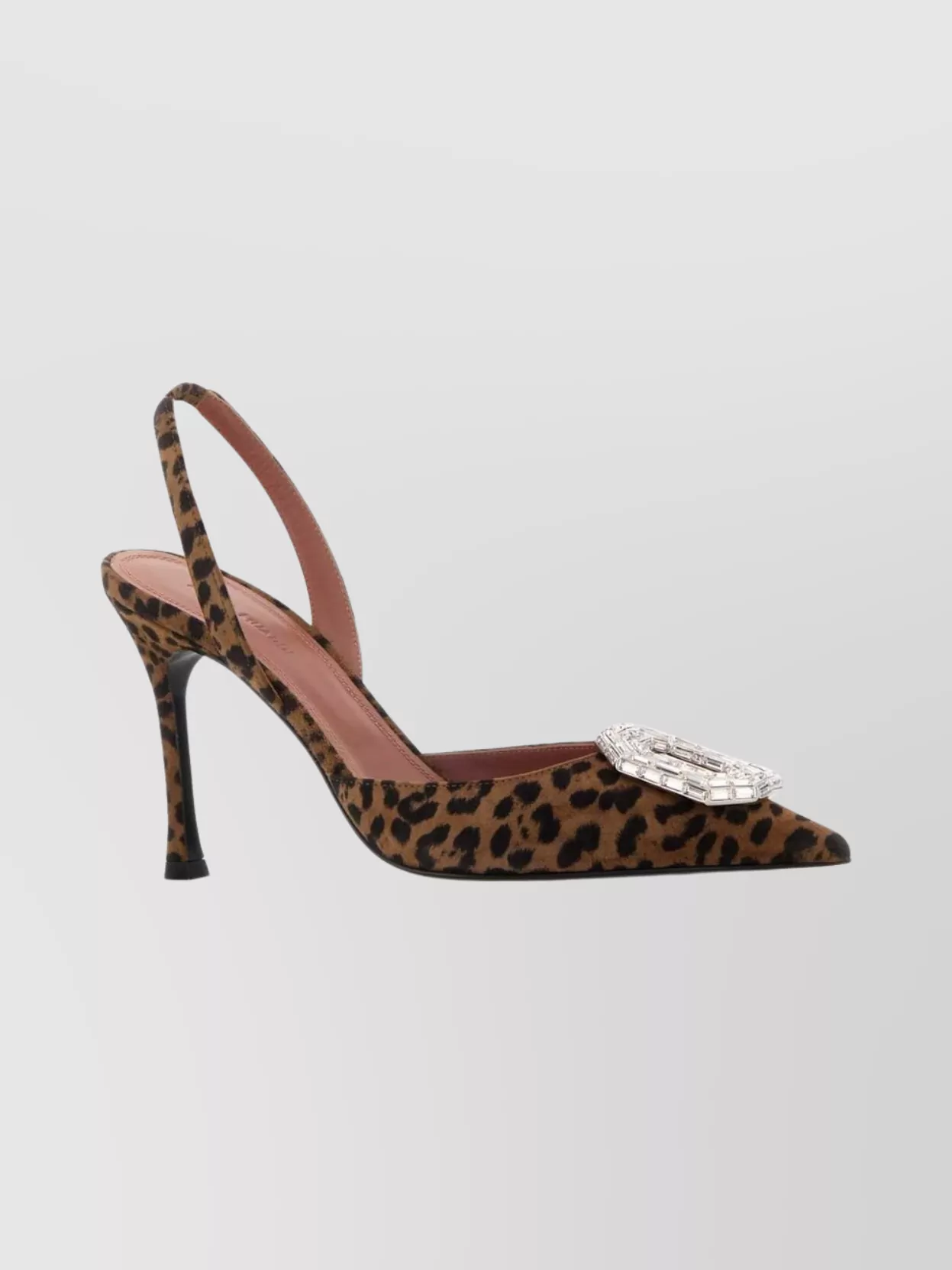 Amina Muaddi Animal Print Leather Slingback Pumps In Animal Print