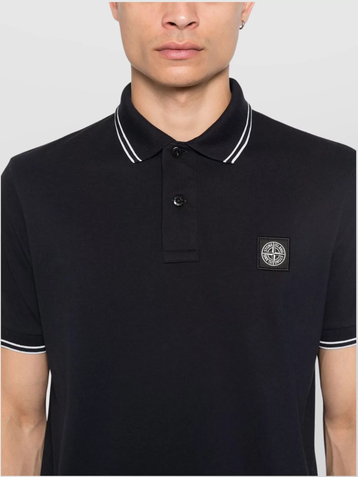Stone Island Stretch Organic Cotton Piqué Polo Shirt