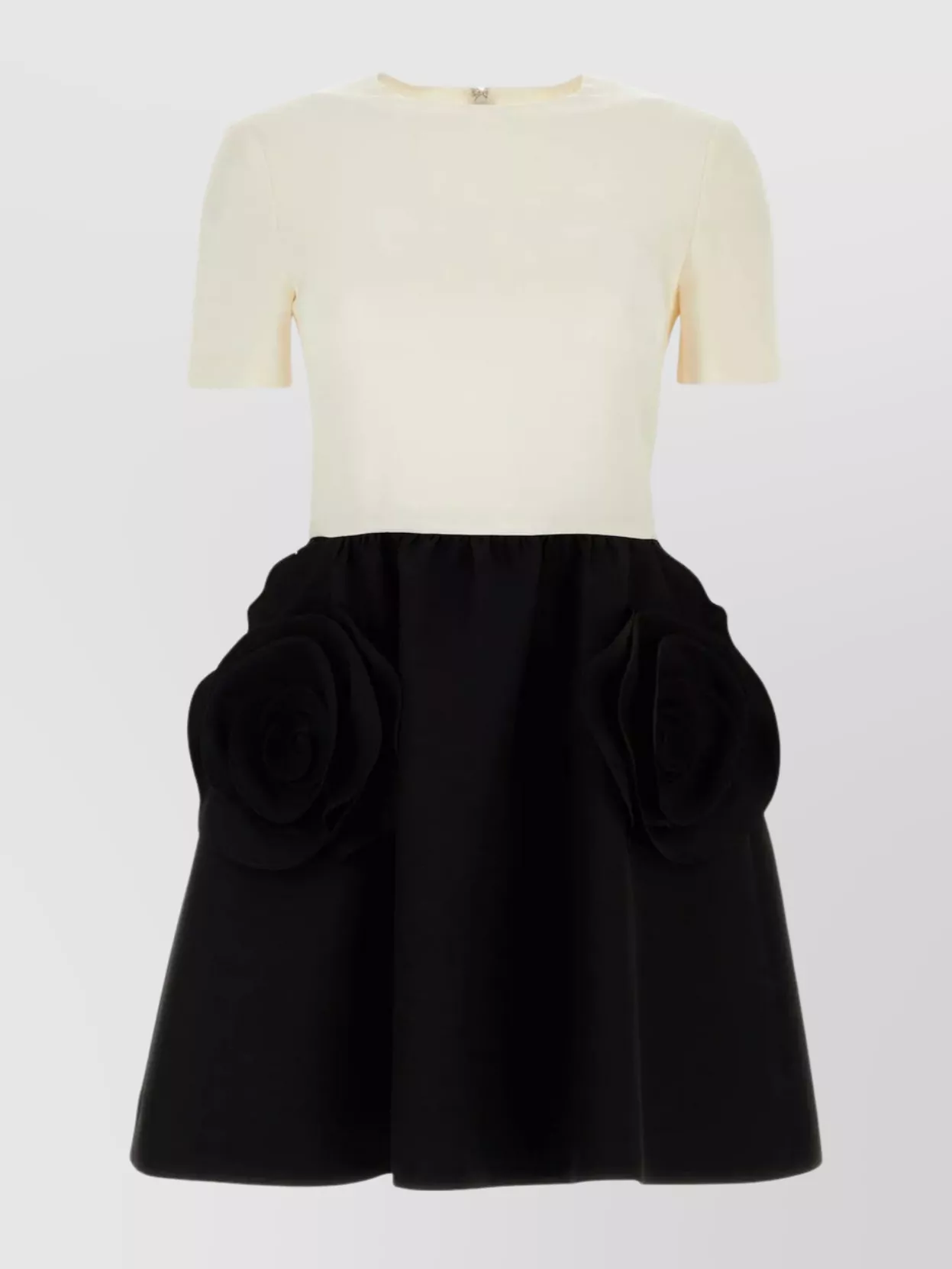Valentino Appliquéd Two-tone Wool And Silk-blend Mini Dress In White