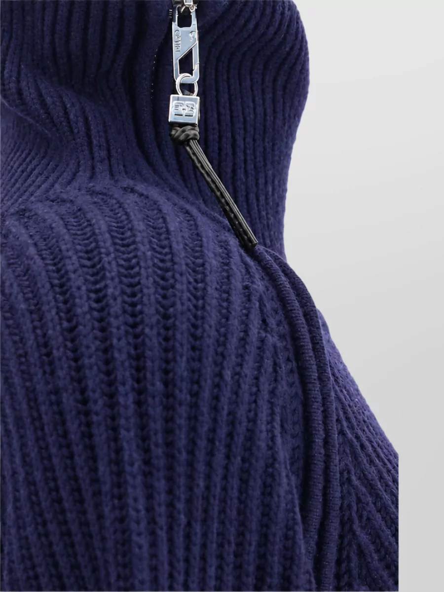 Ganni Merino Wool Oversized Zip Neck Sweatshirt