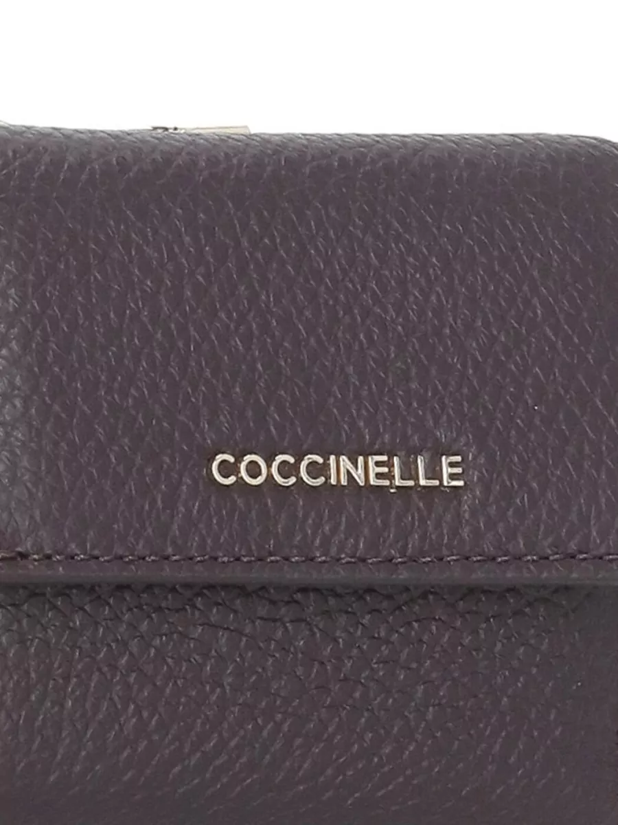 Coccinelle Foldable Leather Wallet Rear Zipped Pocket