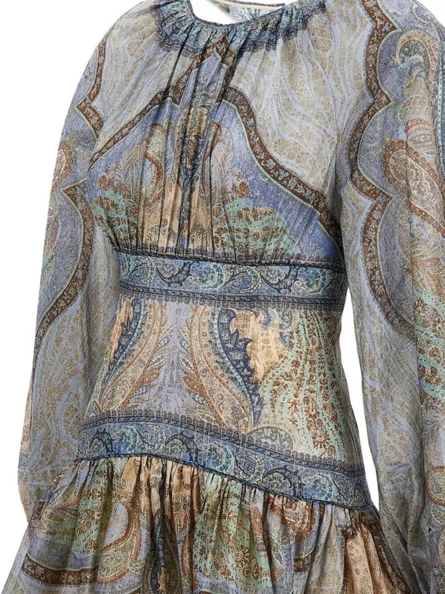 Zimmermann Silk-Blend Printed Long-Sleeve Mini Dress