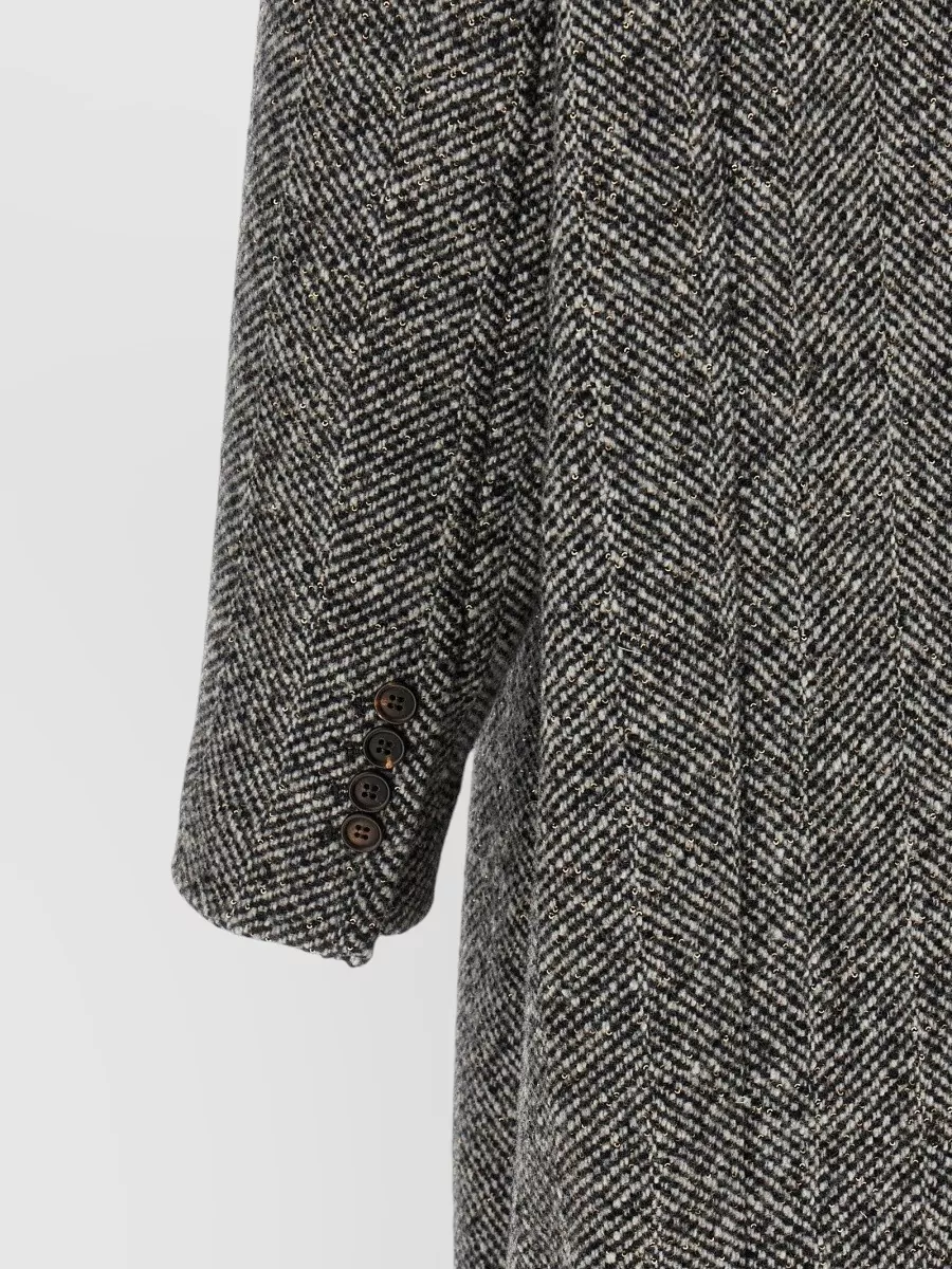 Brunello Cucinelli Virgin Wool And Alpaca Double-Breasted Chevron Coat