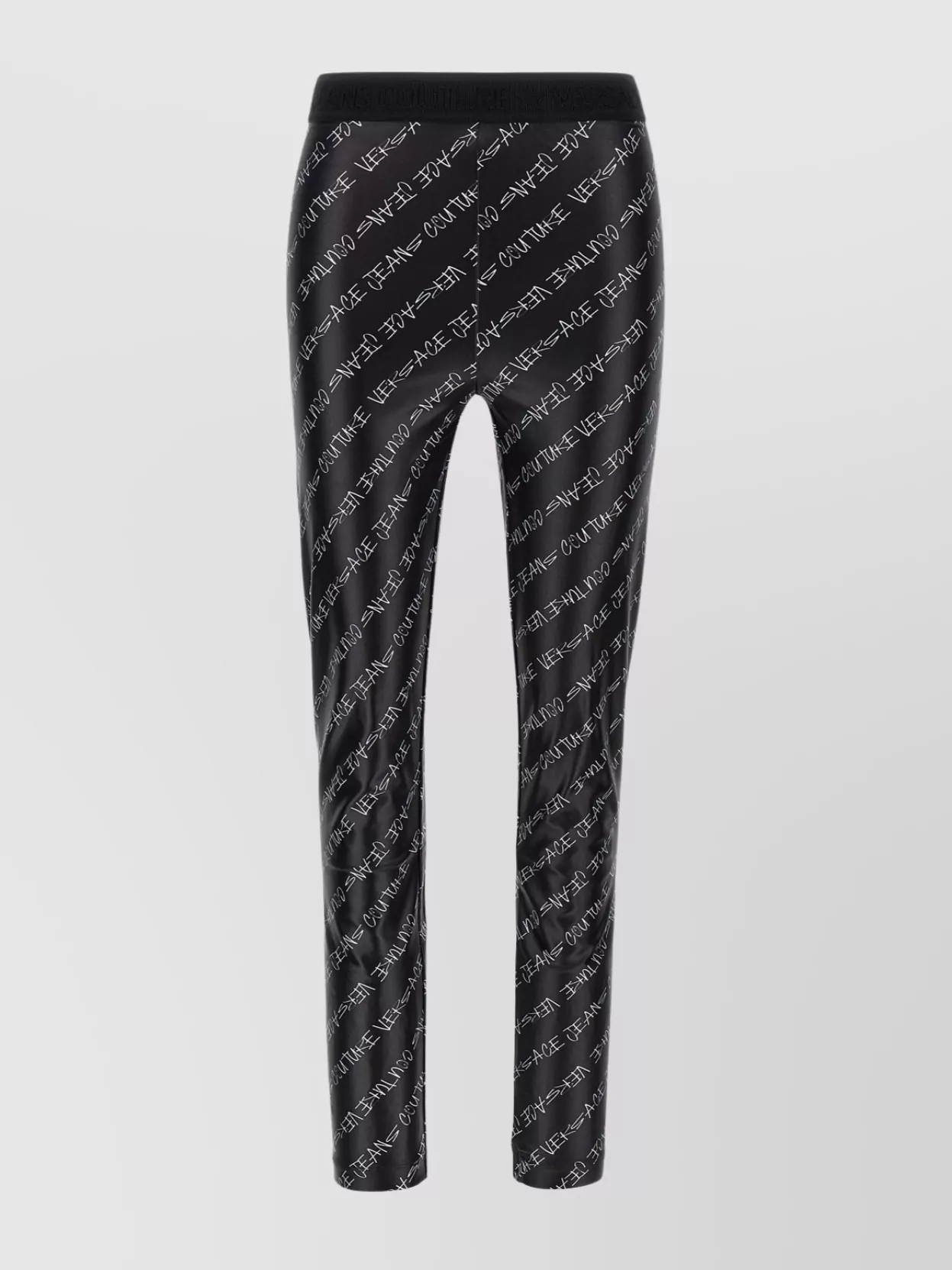 Versace Jeans Couture Elastic Waistband Logo Print Stretch Fit Leggings