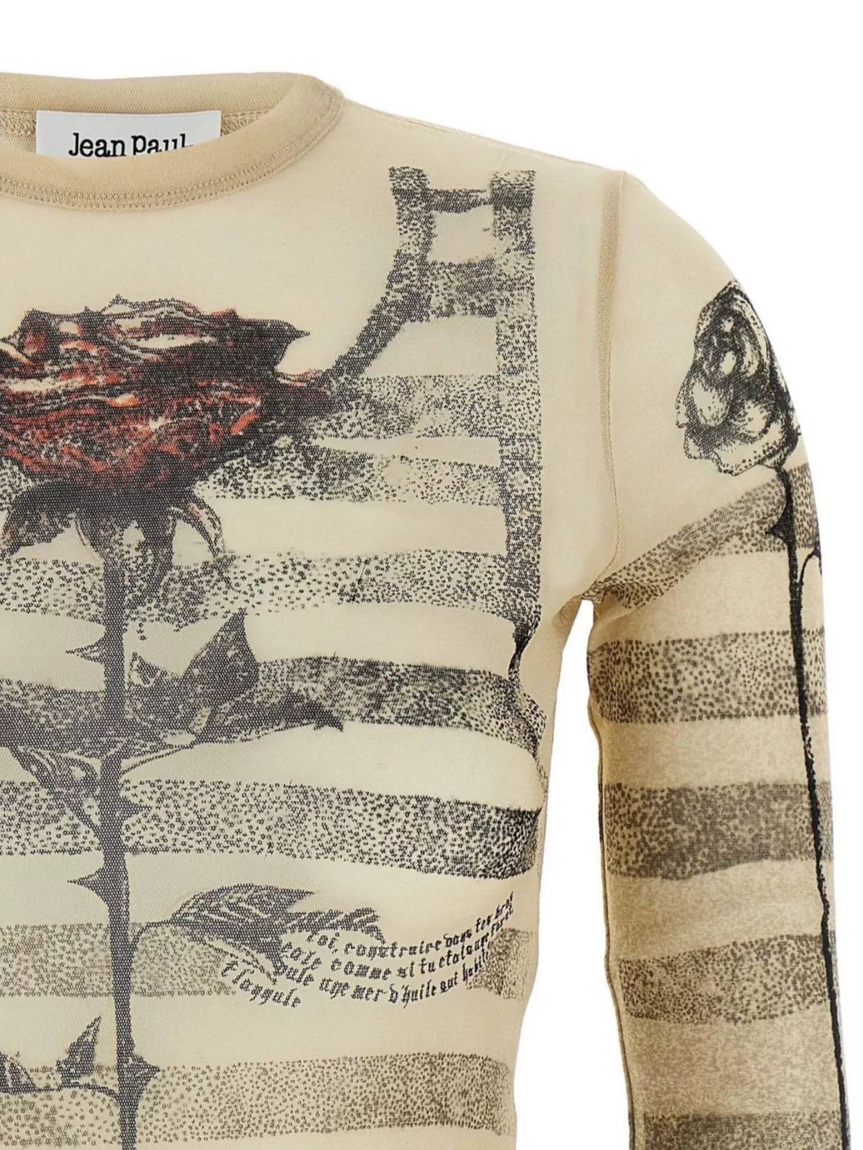 Shop Jean Paul Gaultier Mesh Crew Neck Top With Graphic Print