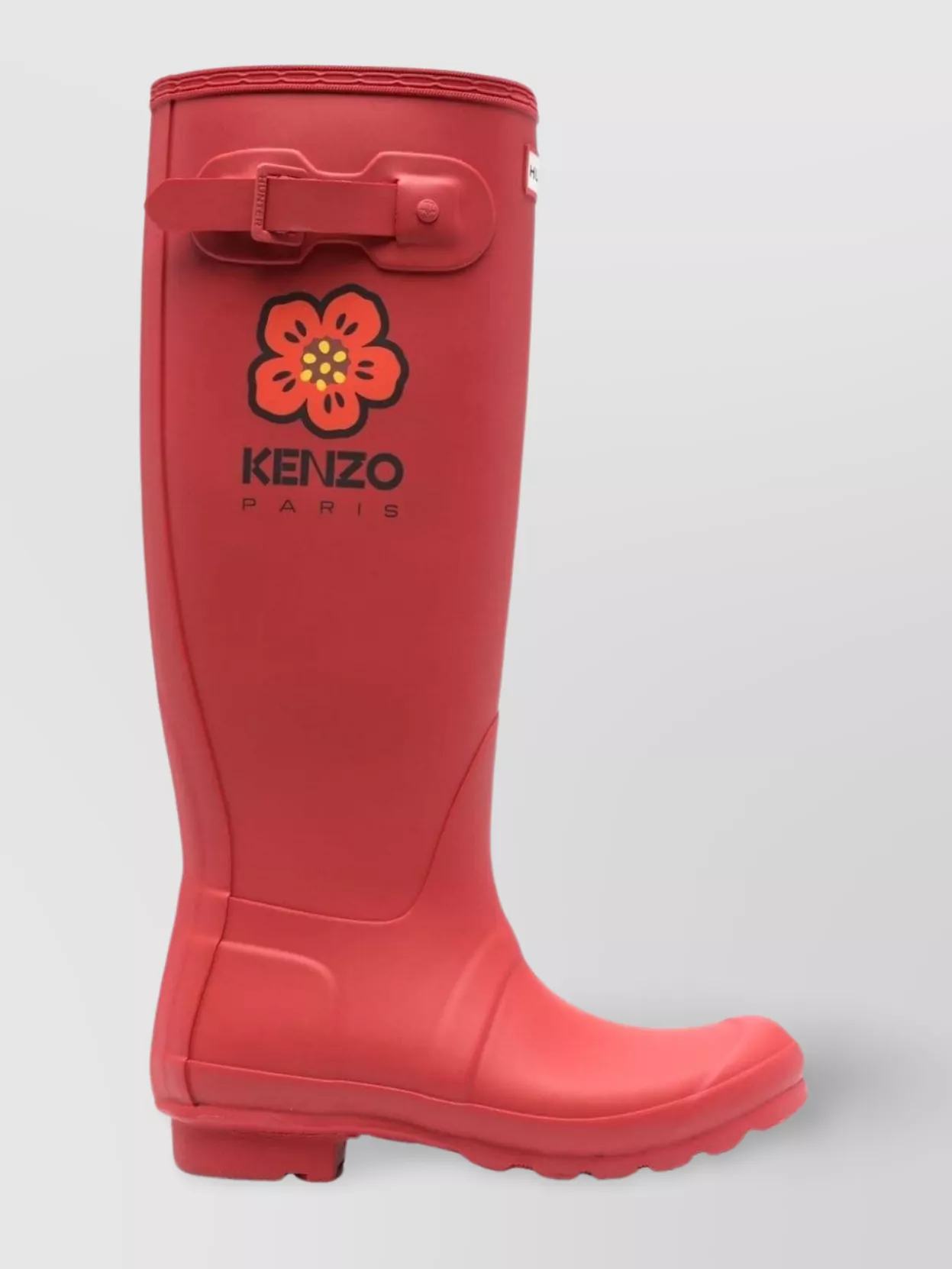 Shop Kenzo Flower Lug Mid-calf Round Toe Boots In Red