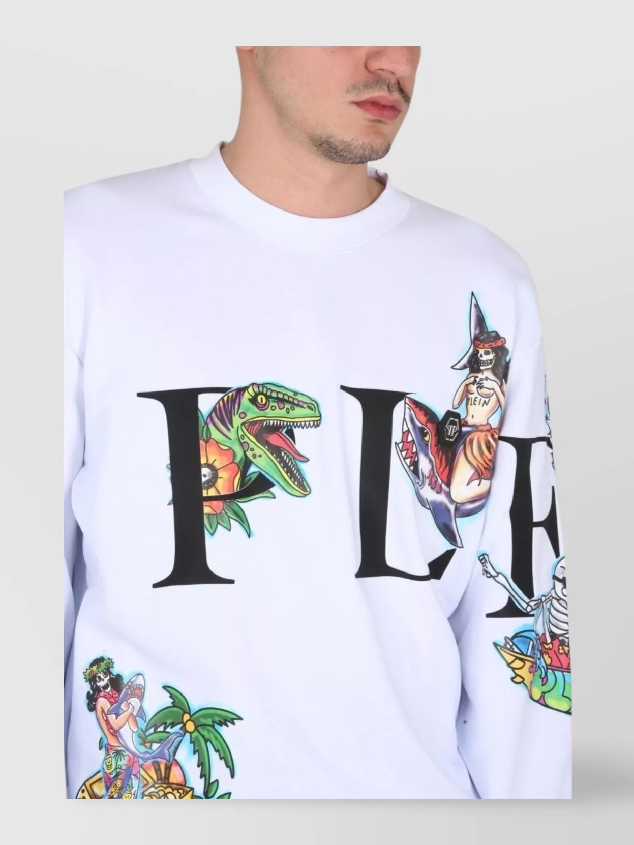 Philipp Plein Graphic Print Crewneck Sweatshirt With Long Sleeves
