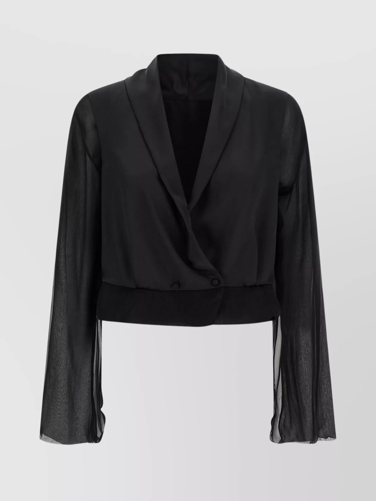 Alberta Ferretti Draped Front Sheer Fabric Button Detail