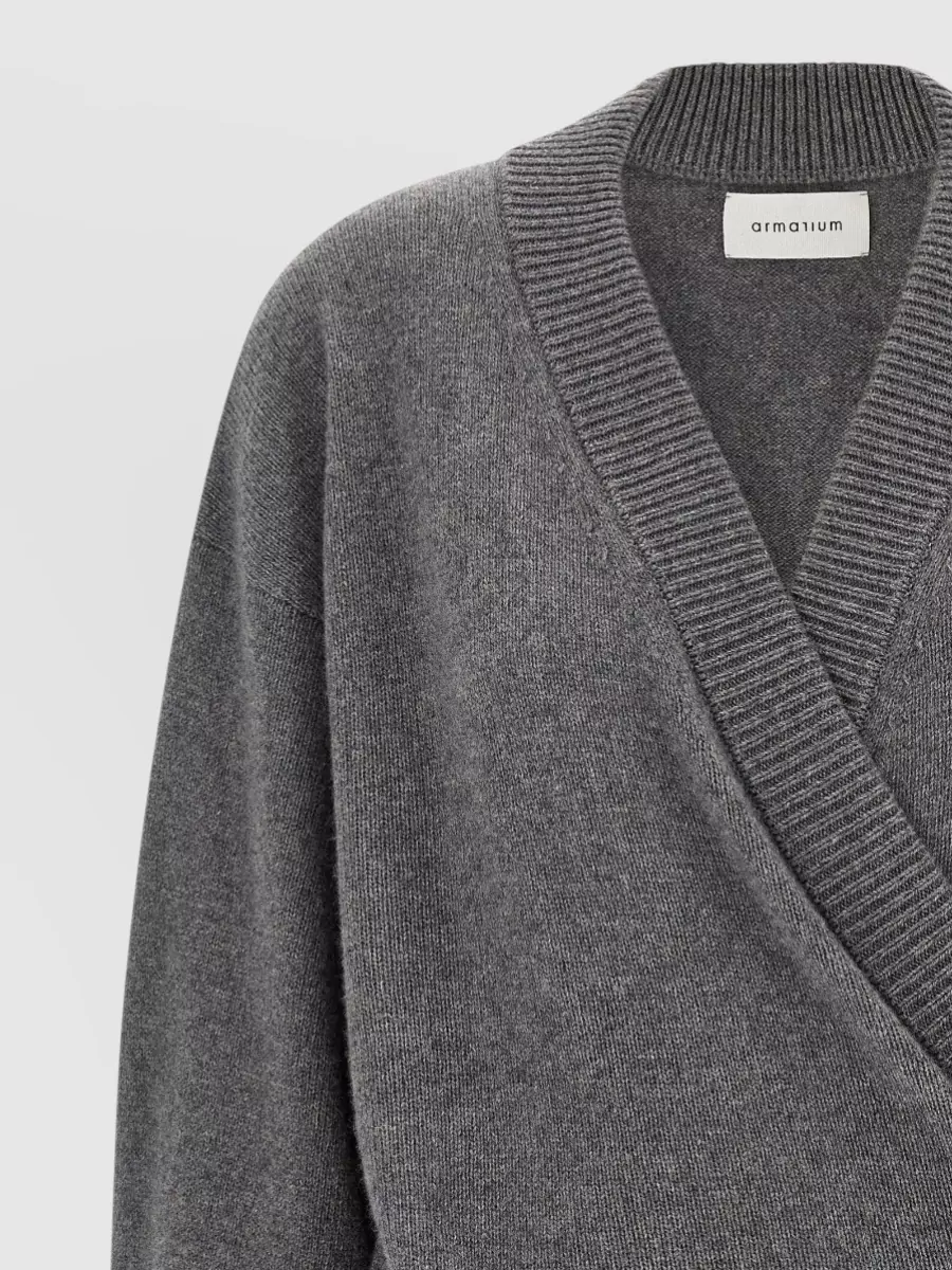 Armarium Cashmere Wool Ribbed V-Neck Cardigan