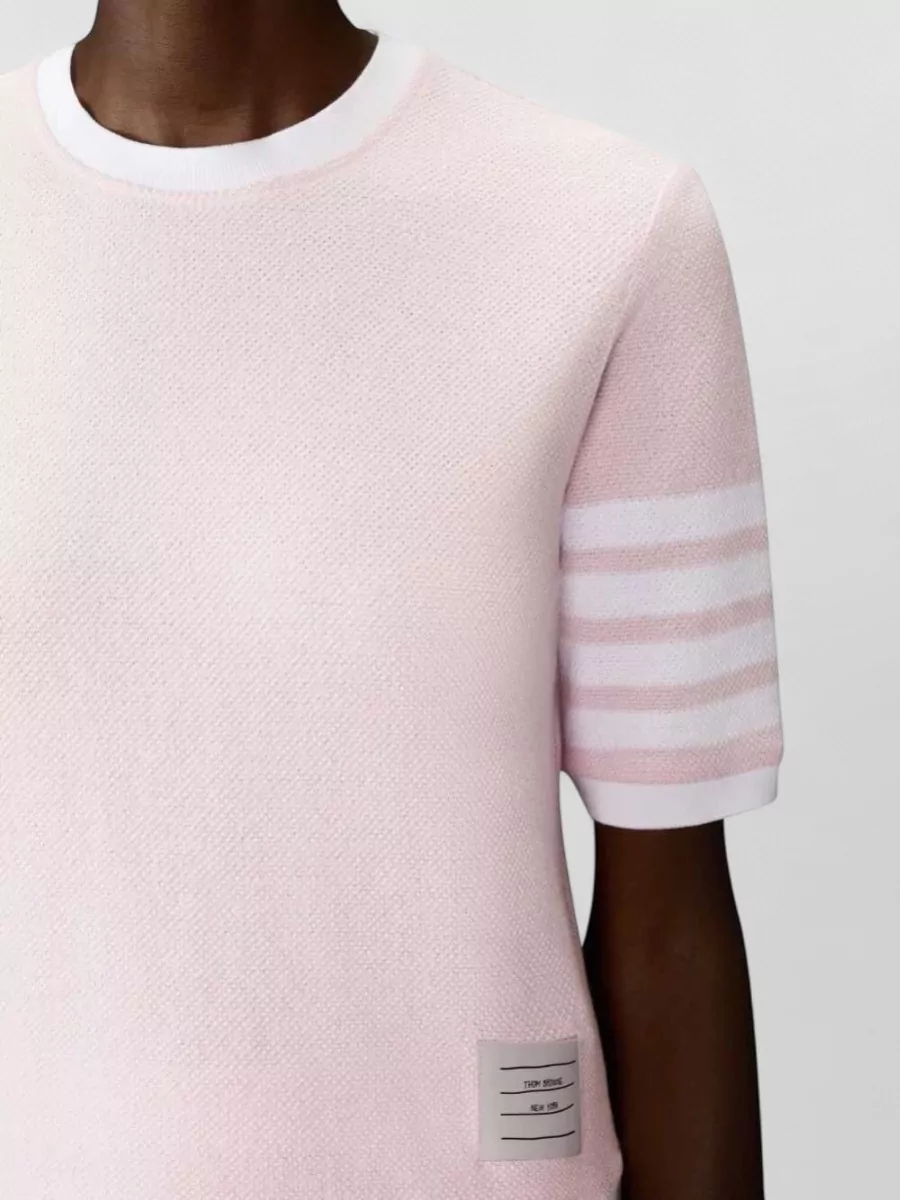 Thom Browne Crewneck T-Shirt Textured Pique Stripe Detail