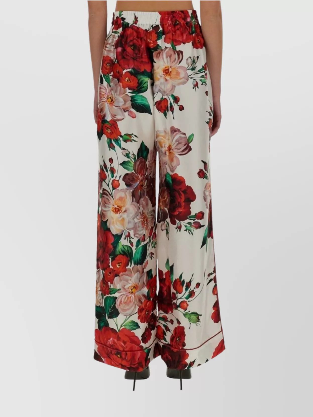 Dolce & Gabbana Satin Pajama Pants With Rose Print