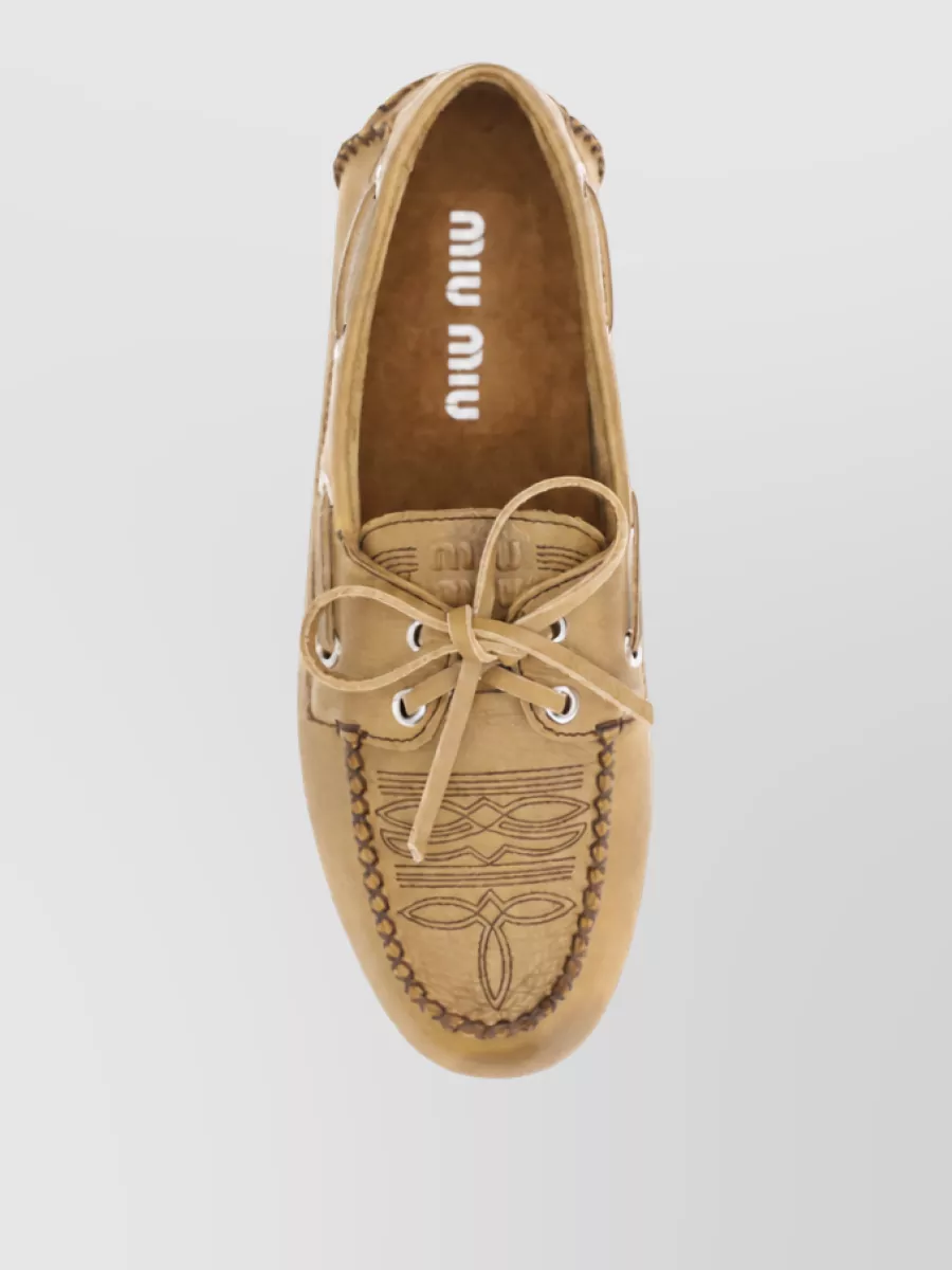 Miu Miu Leather Lace-Up Loafers