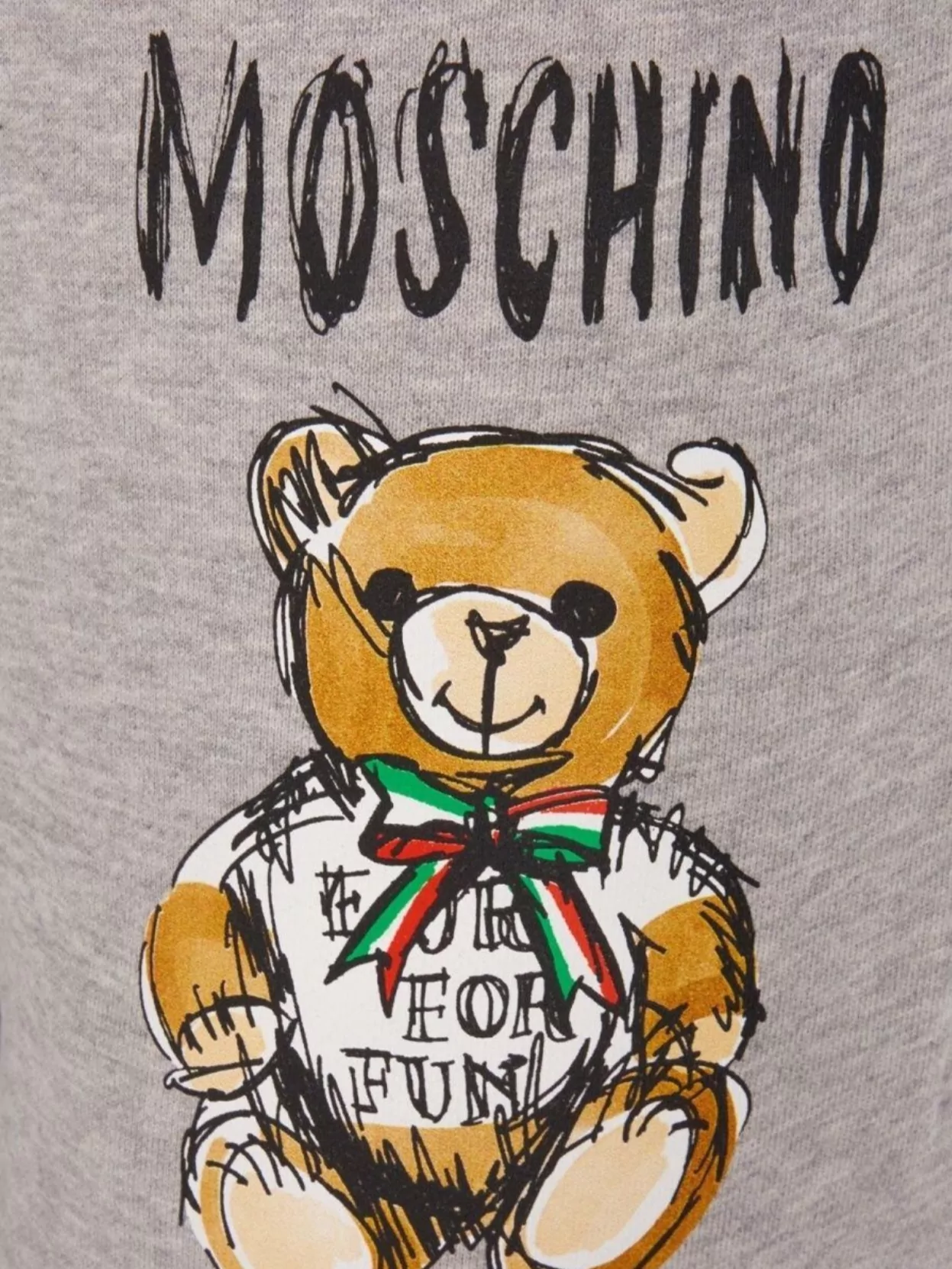 Moschino Grey Cotton Joggers With Teddy Bear Print