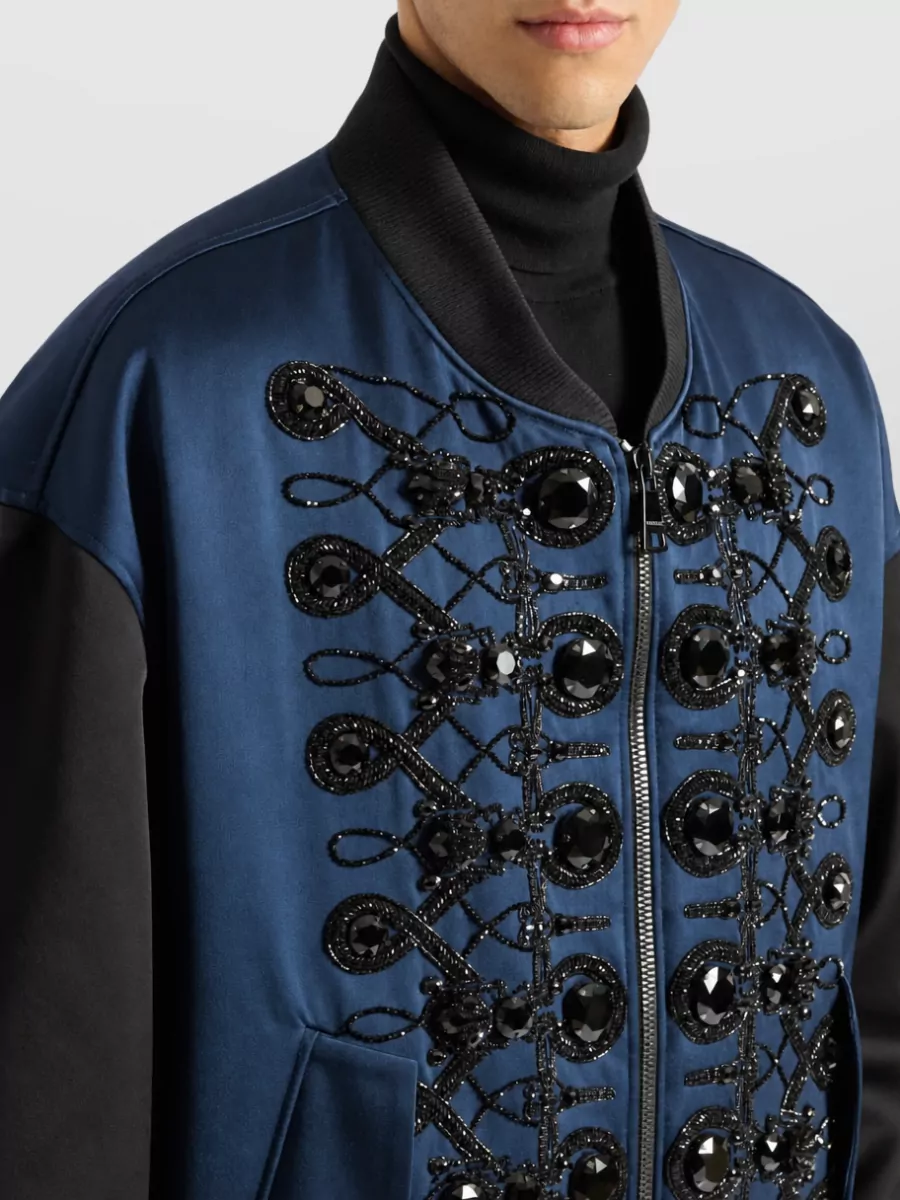 Balmain Embroidered Satin Bomber Jacket