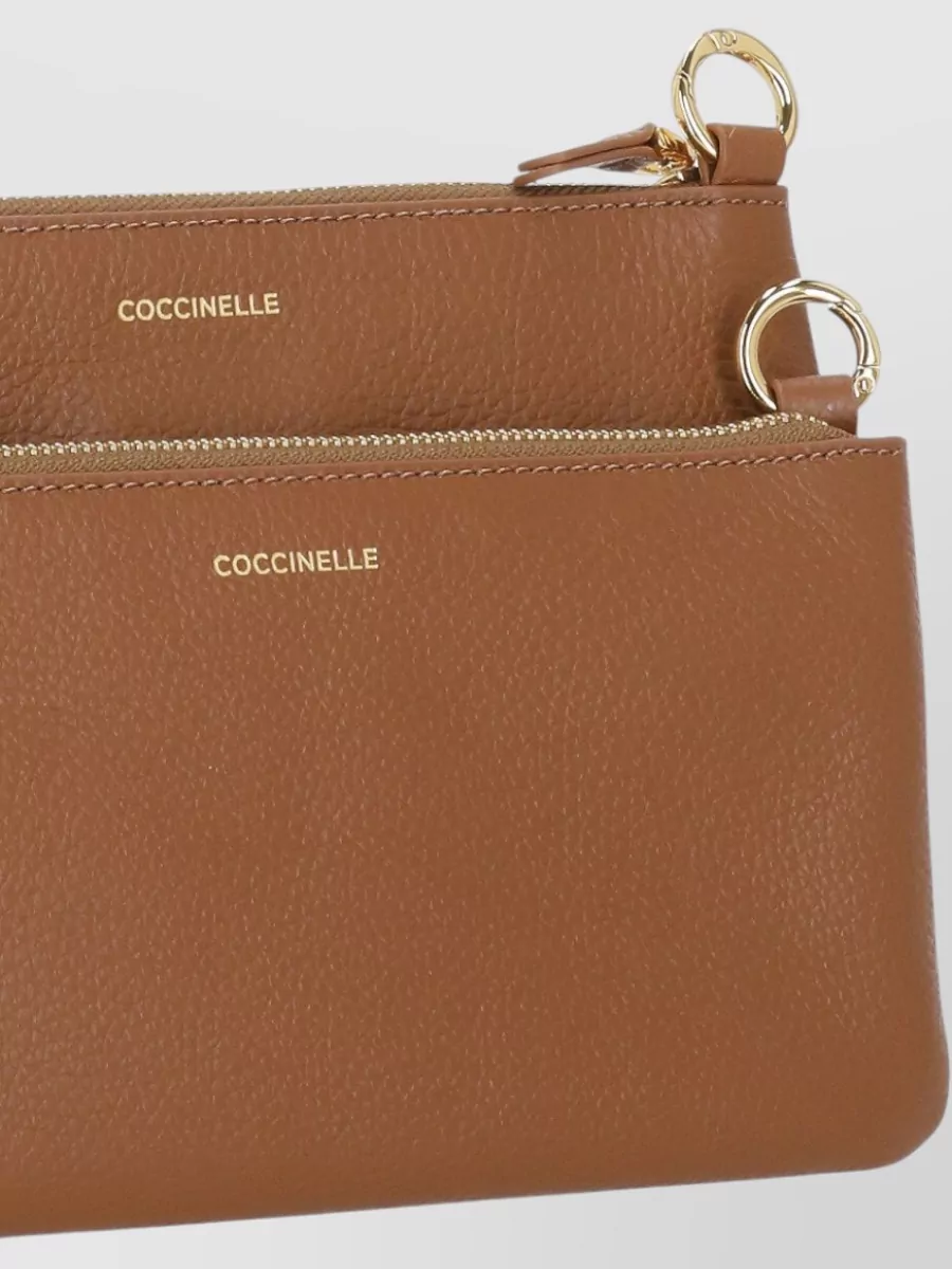 Coccinelle Pebbled Leather Shoulder Bag Clutch Combination