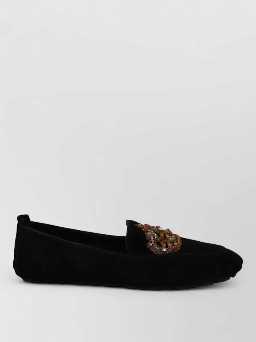 Dolce&Gabbana Leather Embellished Loafer Slippers