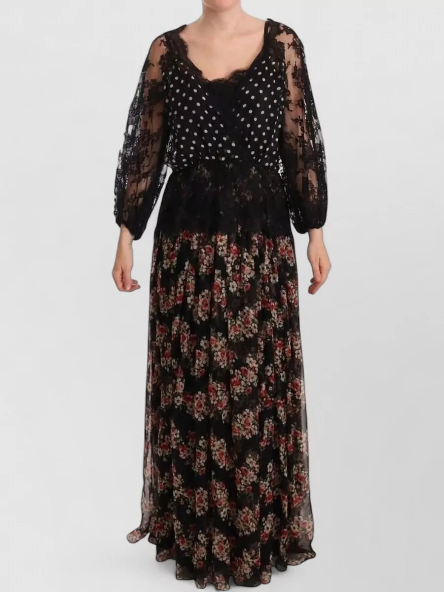 Dolce&Gabbana silk lace floral polka-dot maxi dress