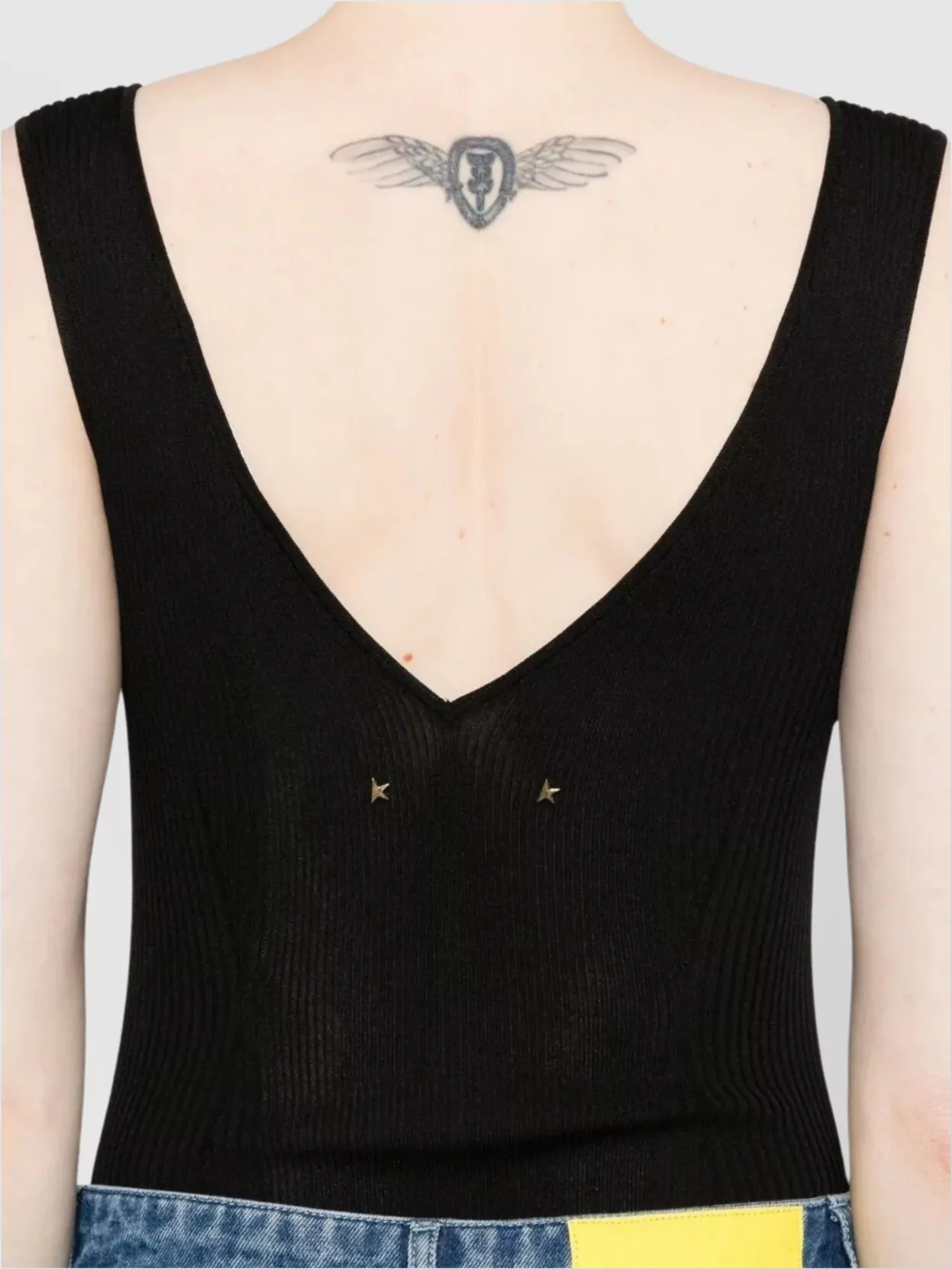 Golden Goose Deep V-Neck Bodysuit Double Star Back