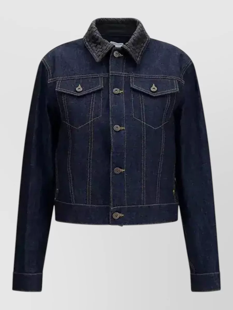 Bottega Veneta denim jacket with leather collar