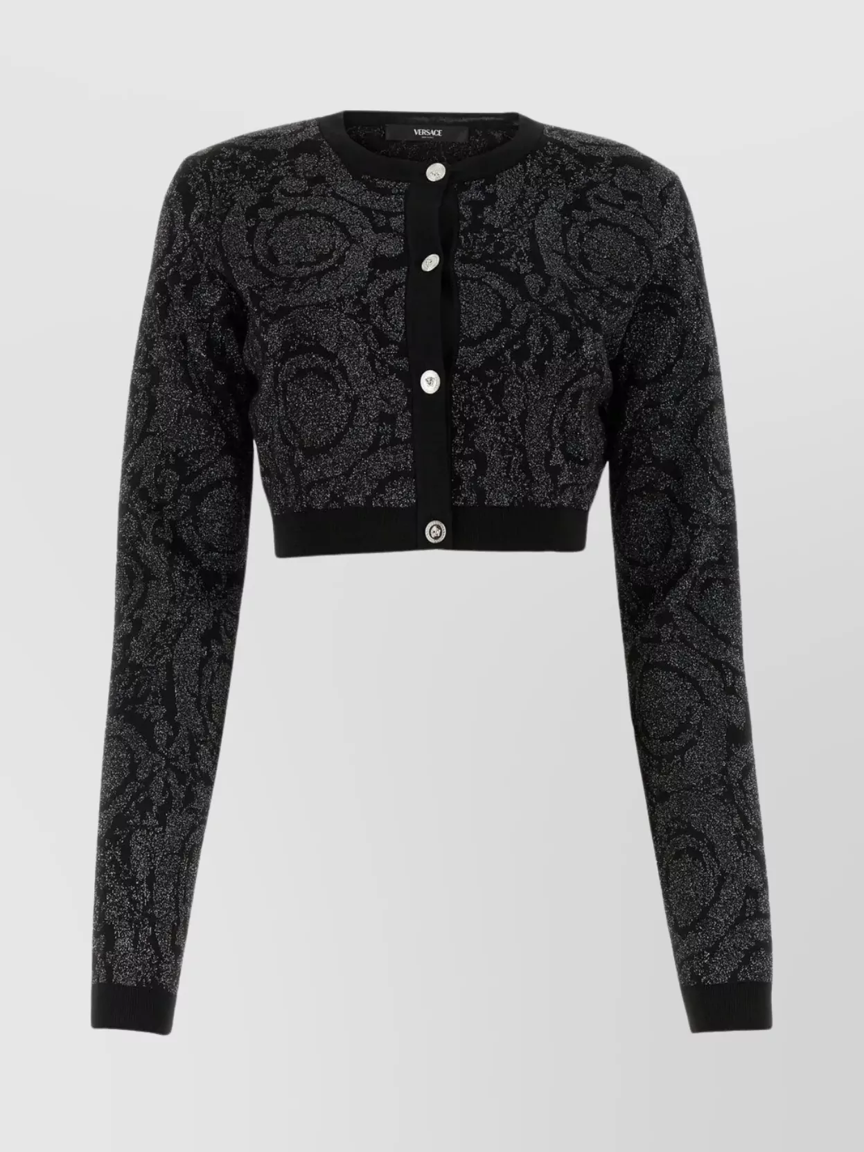 Shop Versace Embroidered Cropped Cardigan With Fitted Silhouette