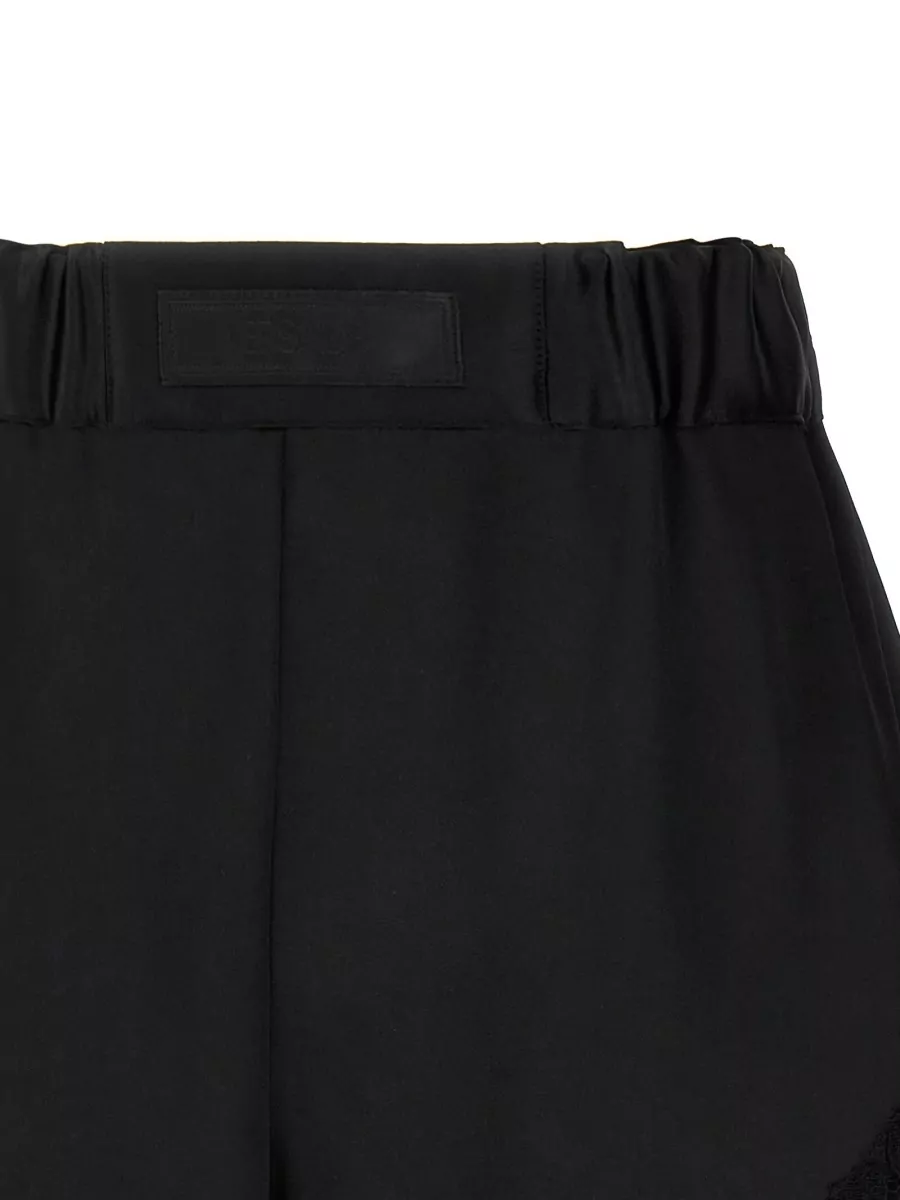 Versace High Waist Shorts Lace Panel Design In Black