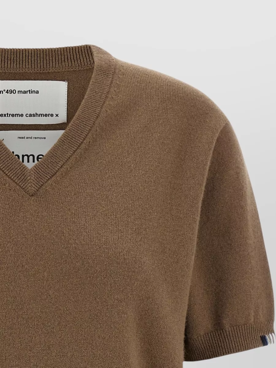 Extreme Cashmere Cashmere-Blend Ribbed V-Neck Short-Sleeve Sweater
