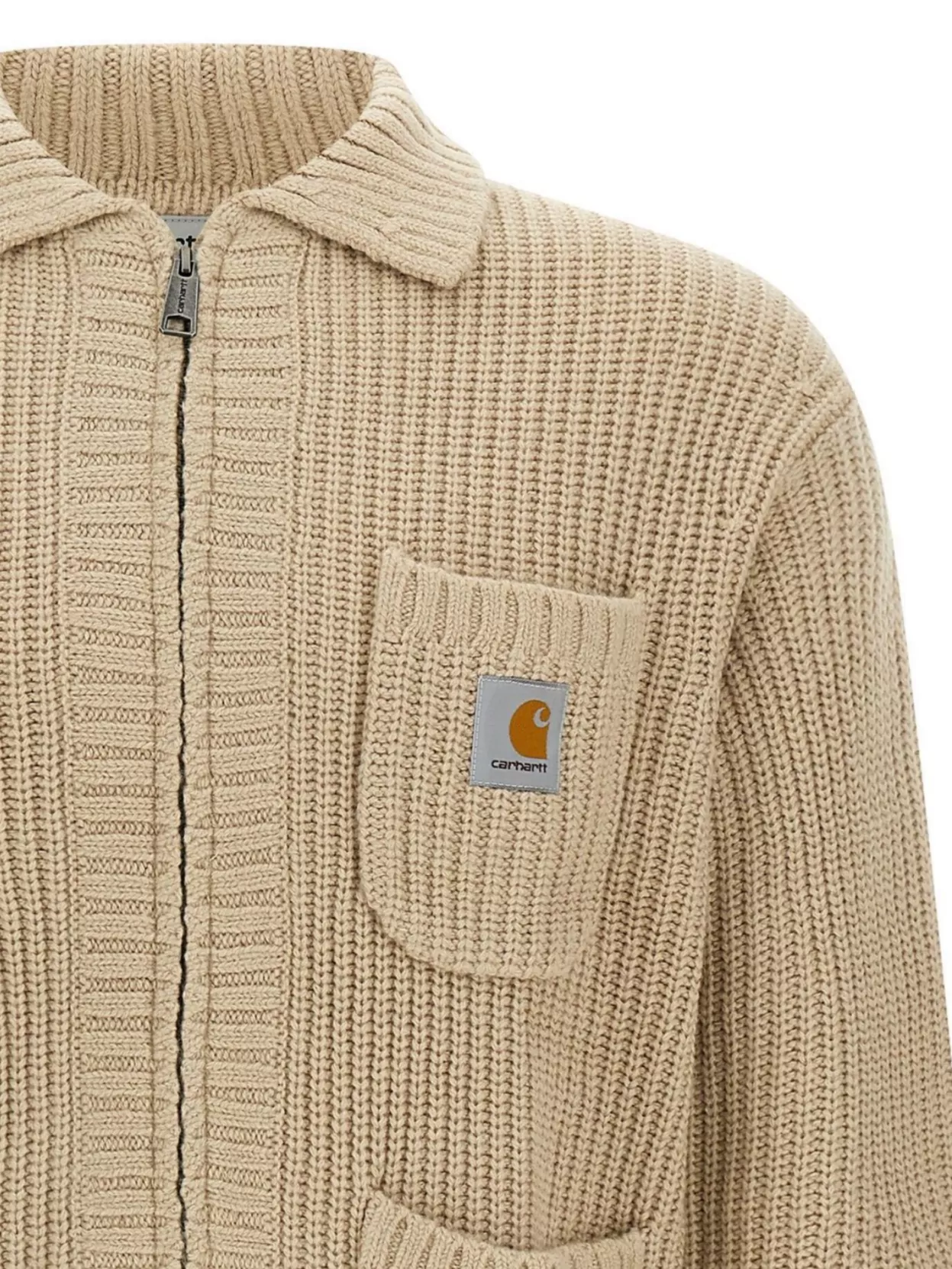 Carhartt Long Sleeve Cardigan Ribbed Texture In Neutral