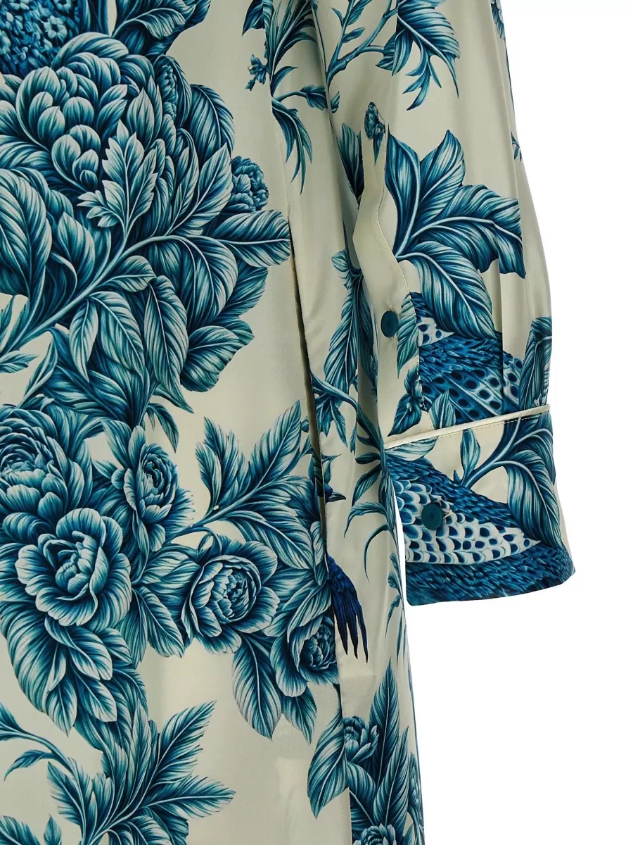 F.r.s For Restless Sleepers Silk Floral Print Maxi Shirt Dress
