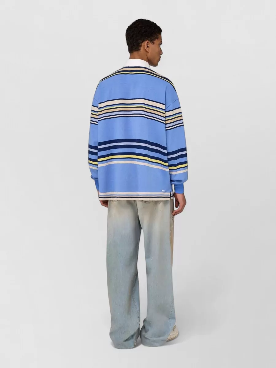 Amiri Striped Oversized Long-Sleeve Polo Shirt