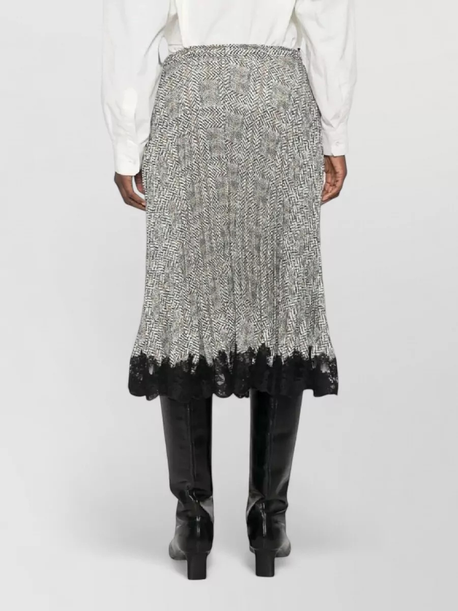 Ermanno Scervino Pleated Lace Midi Skirt