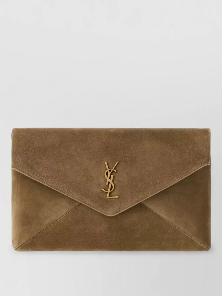 Saint Laurent large suede clutch bag