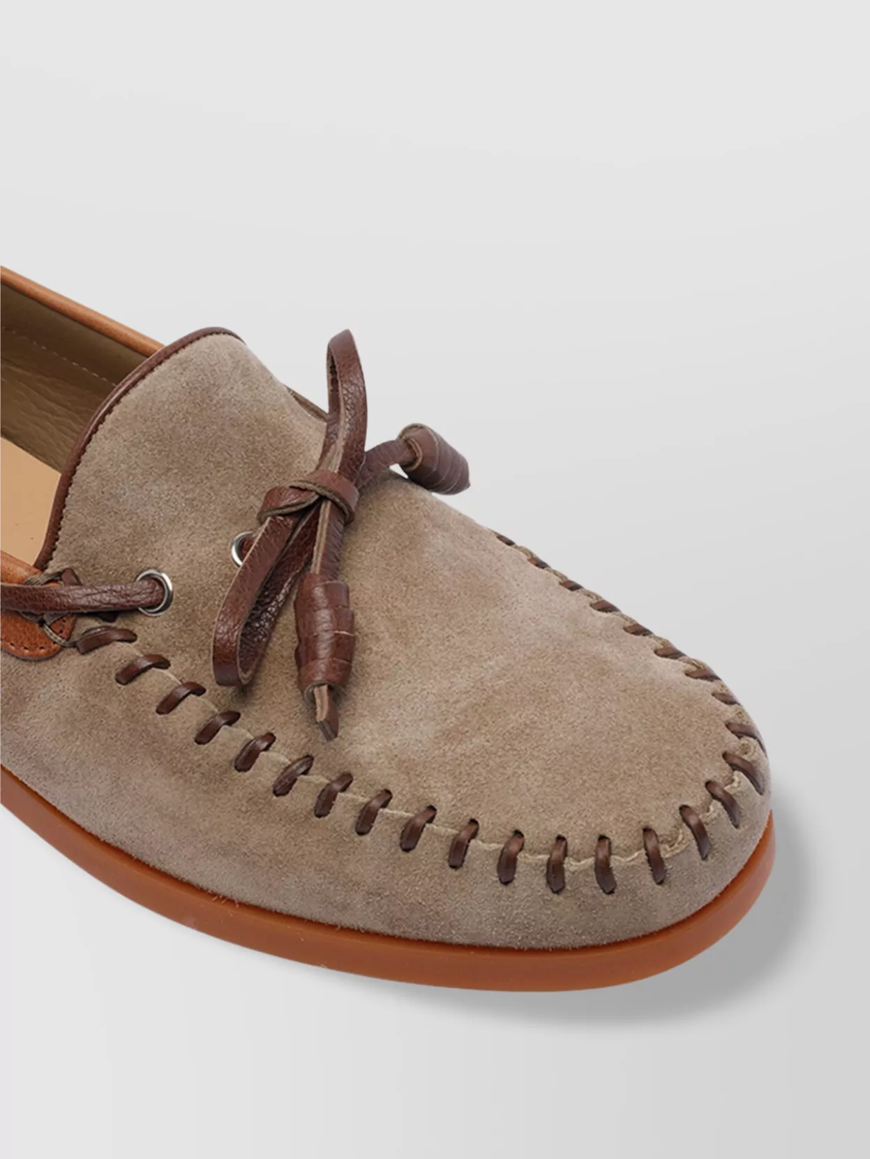 Valentino Garavani Suede Loafers With Metal Eyelets And Moccasin Stitching
