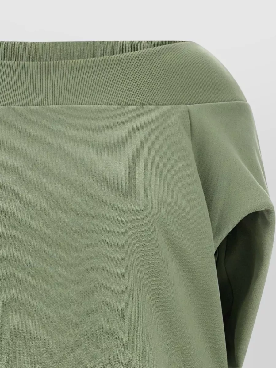 Dries Van Noten Hamels Off Shoulder Draped Sweatshirt Ribbed Trim