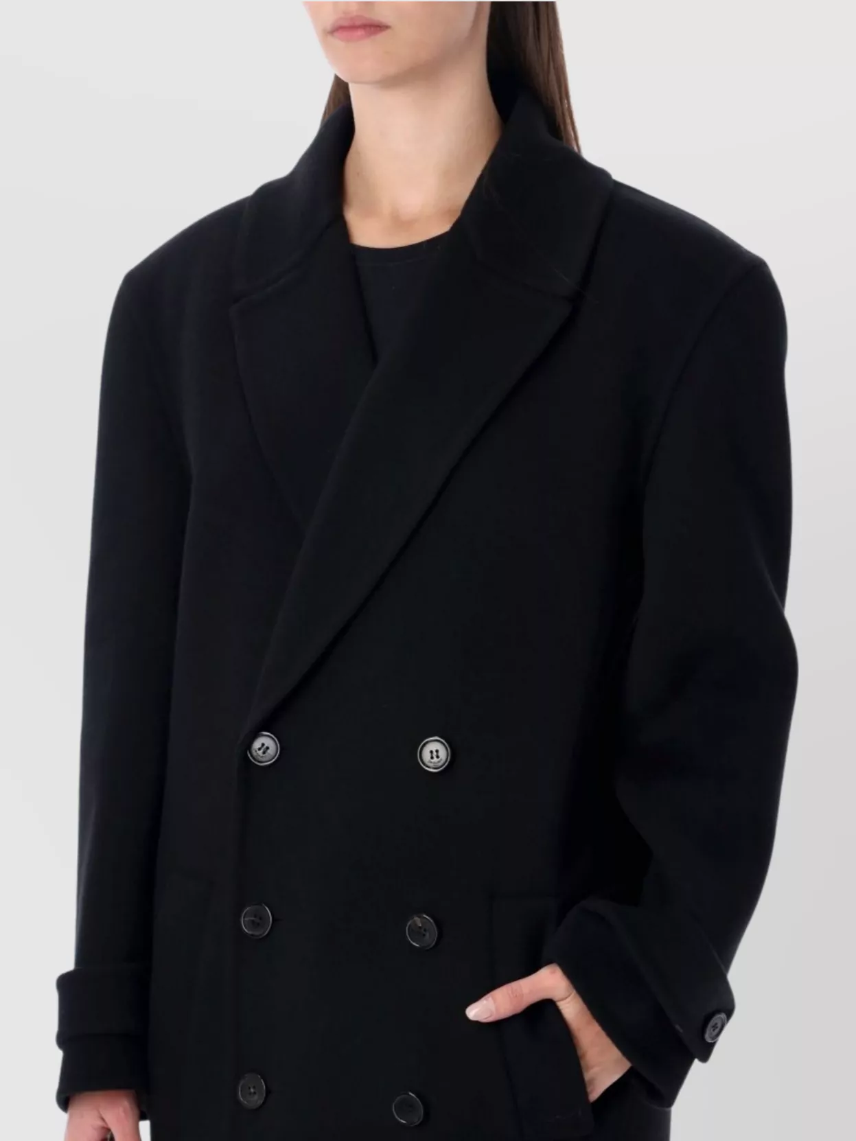 Saint Laurent Double Breasted Cashmere Wool Coat