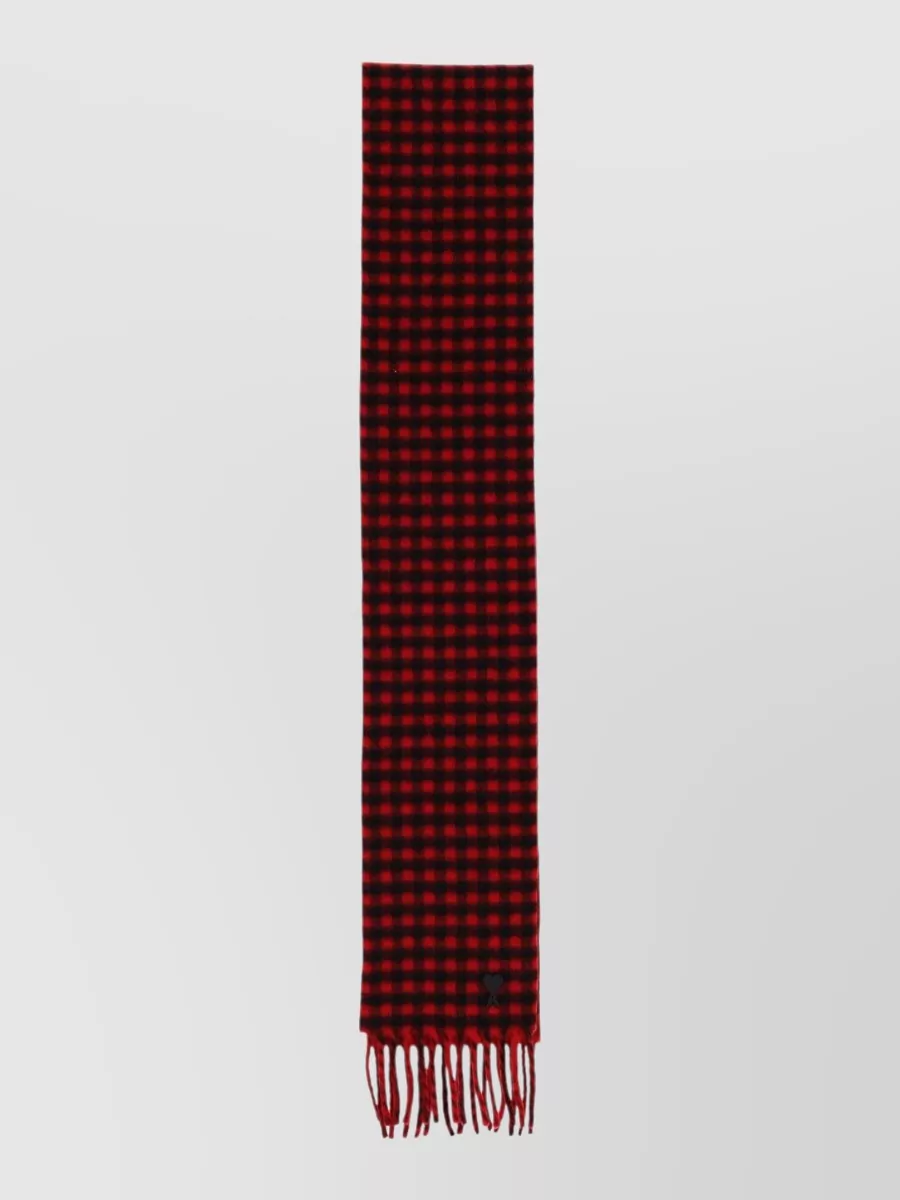 Ami Paris merino wool checked scarf