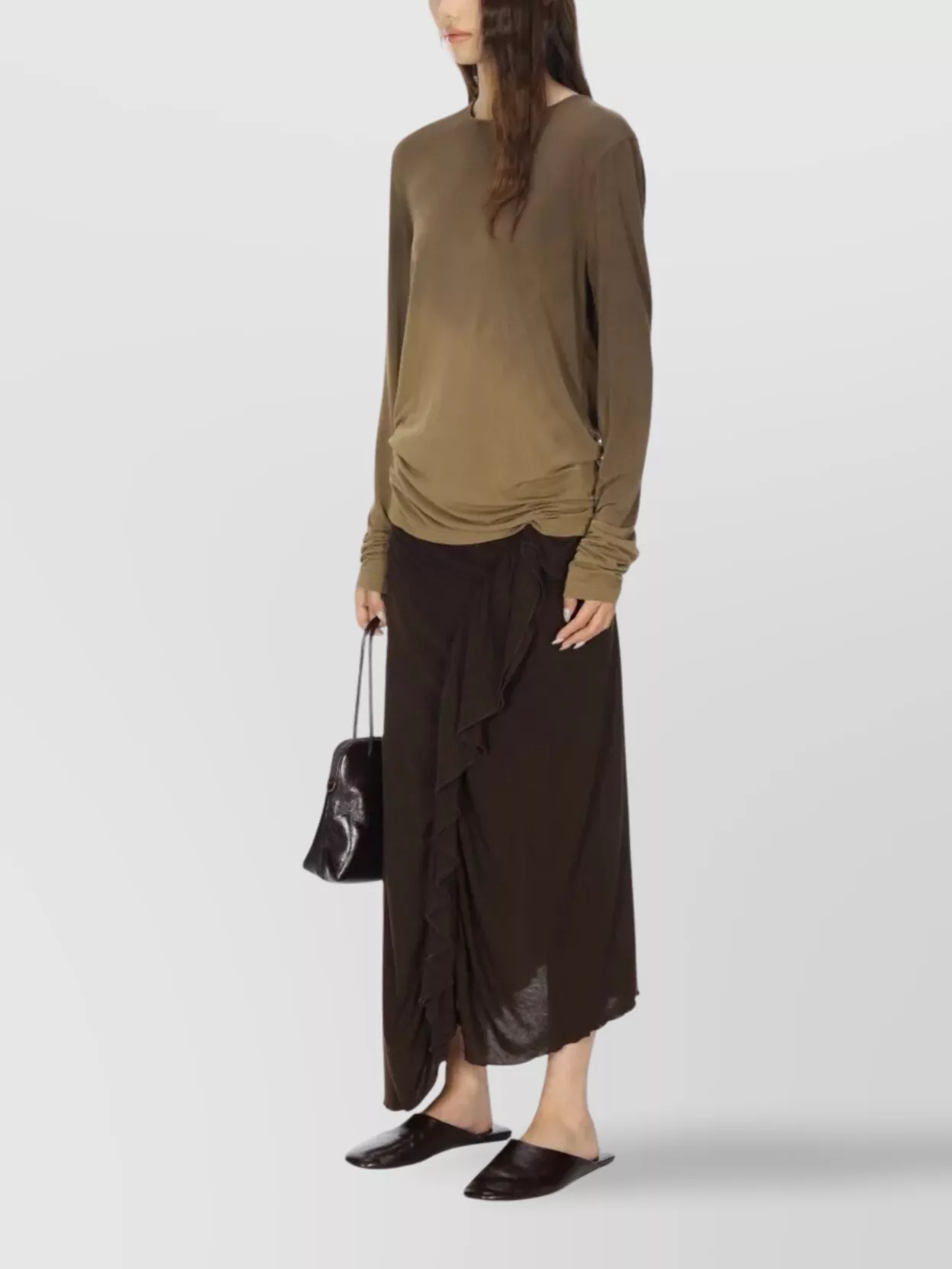 Uma Wang Lightweight Ombre Knit Top With Long Sleeves