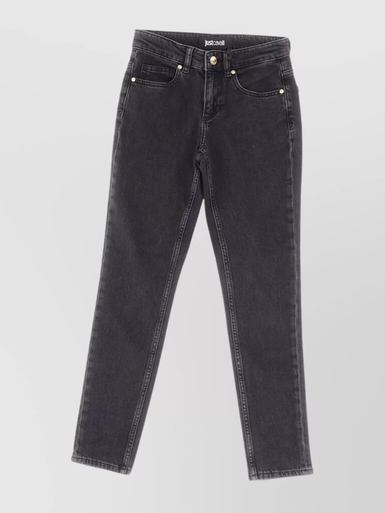 Shop Just Cavalli Skinny Trousers With Embroidered Back Pocket