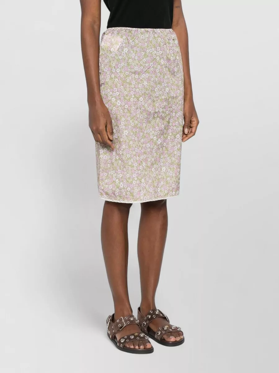 Prada Nylon Skirt Knee Length Floral Design